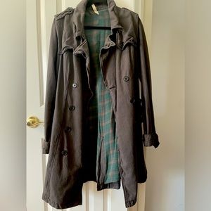 WE THE FREE Free People Gray and Black Rugged Trench Coat size L